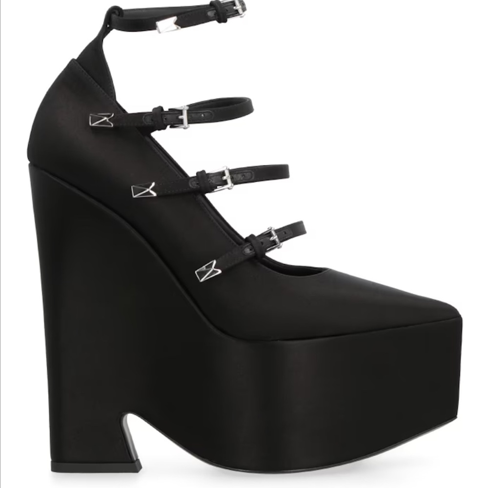 Versace Tempest Satin Platform Pumps - Black, IT 37.5